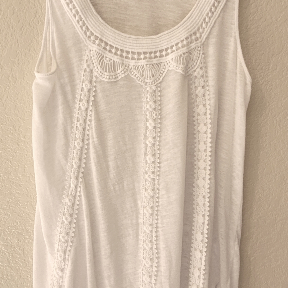 Cupio White Lace Detail Tank Top